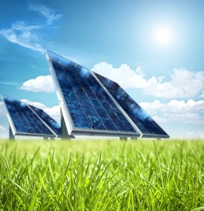 Solar panels outstanding in their field PV in grass field
